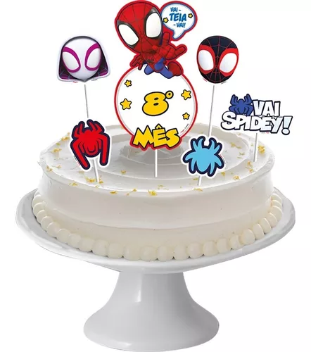 Topo - Decoração De Bolo - Mêsversário Spidey E Seus Amigos