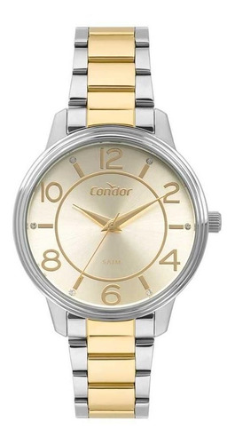 Relógio Condor Feminino Bicolor Co2035kri/k5d Prata Cor da correia Mista Cor do fundo Dourado