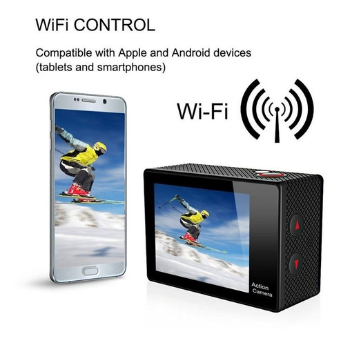 Cámara Video Acción 4k Wifi, 16mpx, 30 Mts + Control Remoto