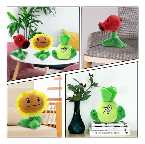 Novo 3 Peças De Pelúcia Plants Vs Zombies Pvz, Ótimo