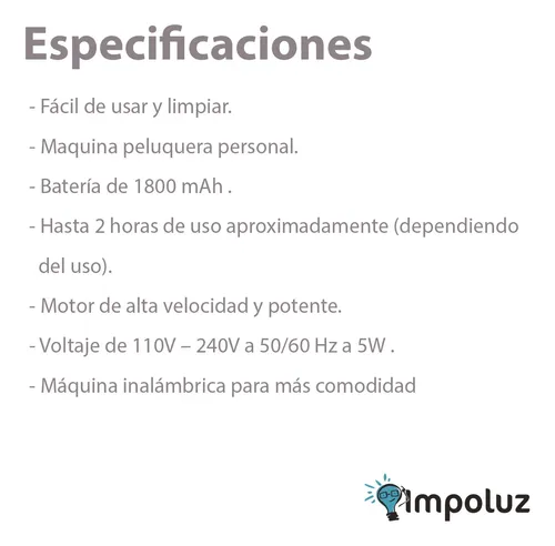 Maquina De Cortar Pelo Profesional Inalambrica Poderosa