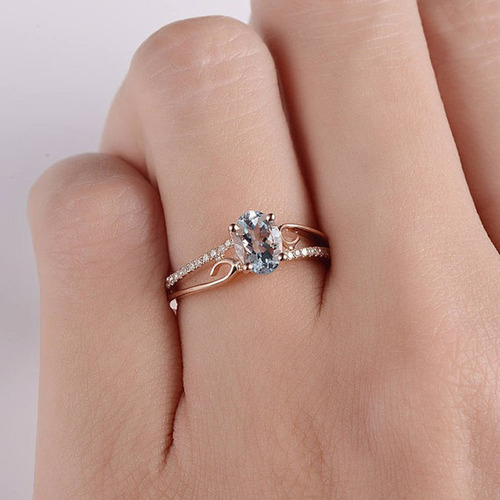 Exquisita Joya Ovalada Con Diamantes Para Mujer, Compromiso