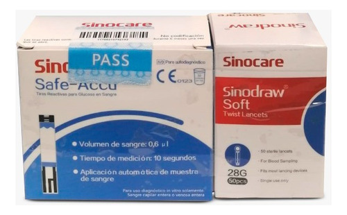 50 Cintas Reactivas + Lancetas Glucómetro Sinocare Safe Accu