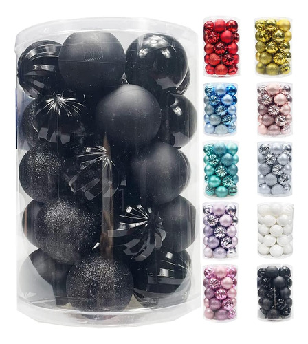 Bolas De Navidad De 6cm C/u 34 Pcs. Color Negro