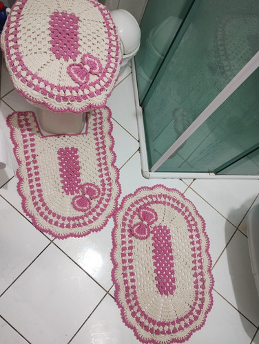Jogo De Banheiro Em Crochê Com 3 Peças