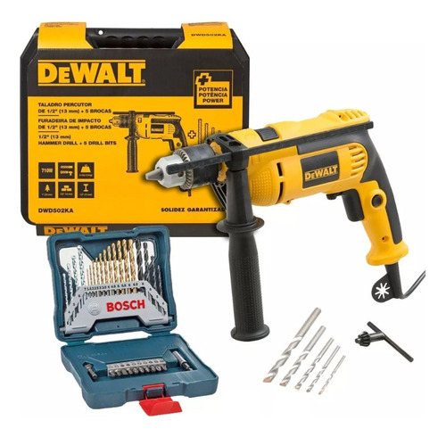 Furadeira Impacto Dewalt 710w Dwd502ka + Maleta E Acess Cor Amarelo Frequência 60 Hz 220v