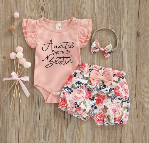 Conjunto Short Y Body Para Niñas-bebes Pulguis Kids Mod 40