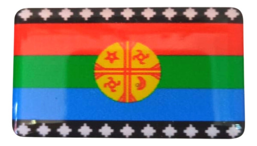 Stiker Adhesivo Bandera Mapuche 3d Resina Dome