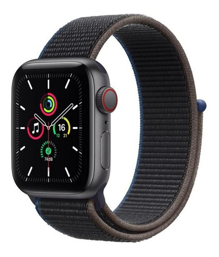 Apple Watch SE (GPS + Cellular, 40mm) - Caixa de alumínio cinza-espacial - Pulseira loop esportiva Carvão