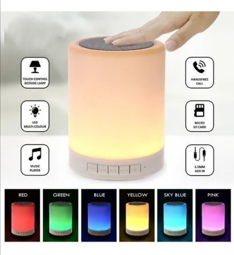 Parlante Altavoz Bluetooth Con Luz Recargable Mp3 Touch Lamp