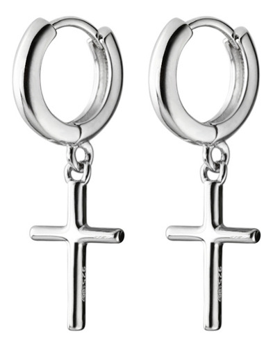 Pendientes Unisex De Plata De Ley 925 Con Forma De Cruz De P