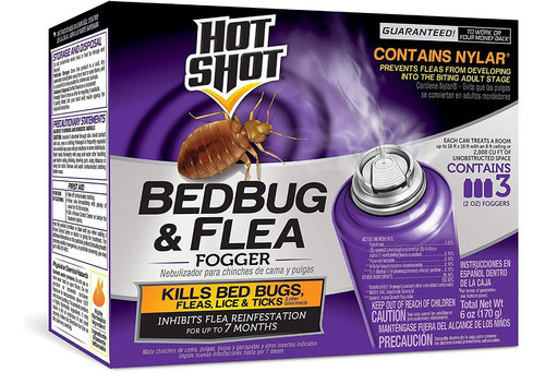 Hot Shot Bed Bug Flea Mata Chinches Pulgas 3 Botes 2oz C/u