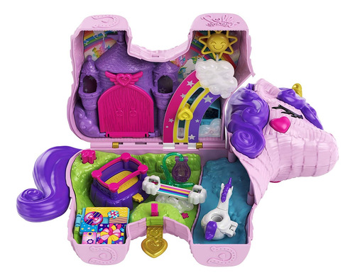 Set De Juego Polly Pocket Unicorn Party, Grande Y Compacto