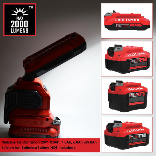 Lámpara Led Work Craftsman V20 De 6500 K, Recargable, 2000 L