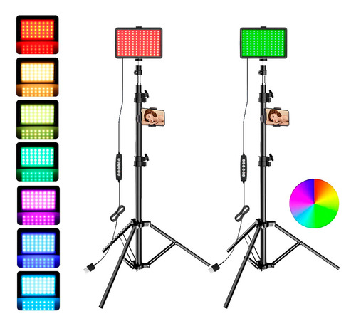 Set De 2 Luces Led Rgb Para Fotografía Y Video Tripode