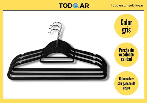 Perchas Slim Terciopelo Antideslizante Ultradelgadas X10 U.