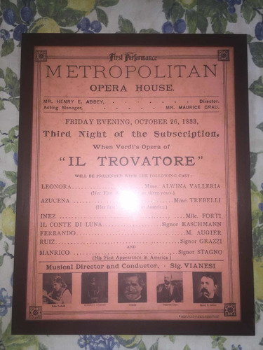 Antiguo Cuadro De Opera Il Trovatore Del Año 1969