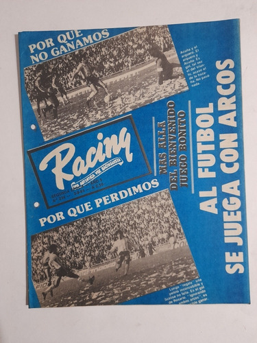 Revista Racing 236. Central 1 Racing 0 , Primera B Año 1985