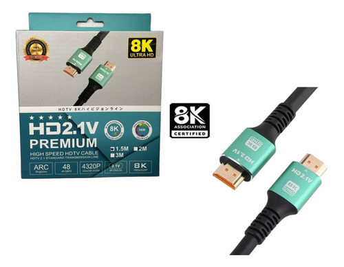 Cable Hdmi 2.1 4k 8k 1.50mt Certificado Hdr 48gbps 