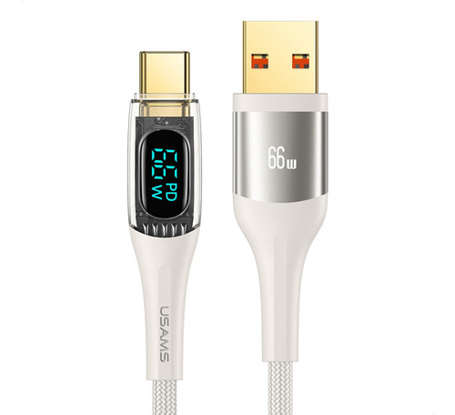 Usams Cabo P/ Multimídia Usb Compatível iPhone 15 Apple Car Play Off-white