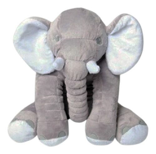 Almofada Elefante Dumbo Pelúcia 62cm Bebê Cinza Com Azul