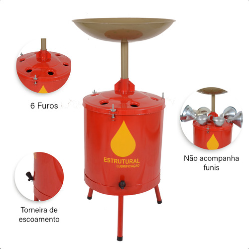Pingadeira De Óleo Resíduos Automotivos 35l Arkell Vermelho