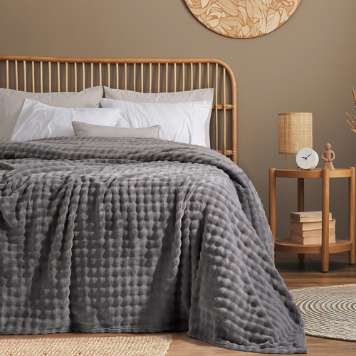 Frazada Palette Flannel Aspen 1 1/2 Plaza - 160x240 Cm Titanio Liso