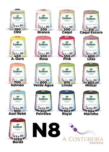 Imagem 4 de 4 de Barbante Euroroma 600g Nº 4/6/8 - Kit 10 Unid. + Agulha