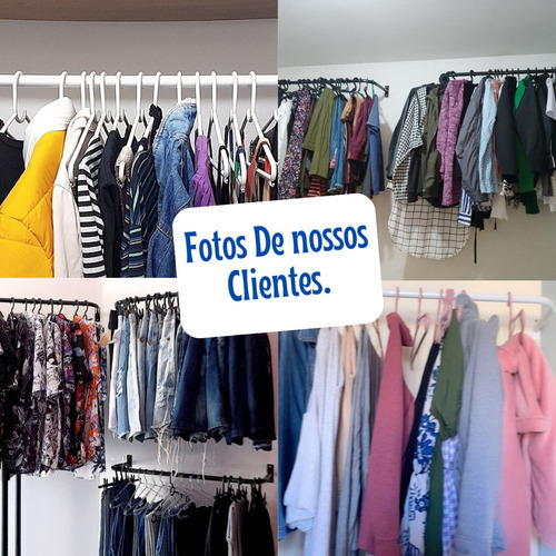 Arara De Roupas Cabideiro Parede 1,20m Kit 2 Pçs E Fixação