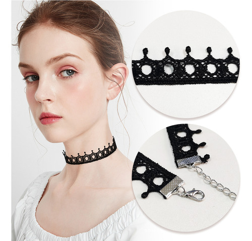 Gargantilla De Collares Accesorios, Encaje Negro Choker 26pk