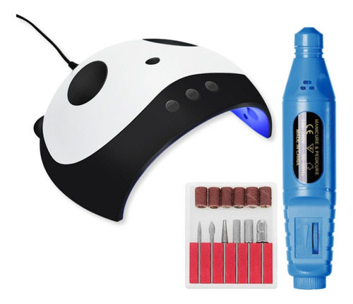 Combo Mini Torno Portatil Para Uñas Y Cabina Led Uv Manicura