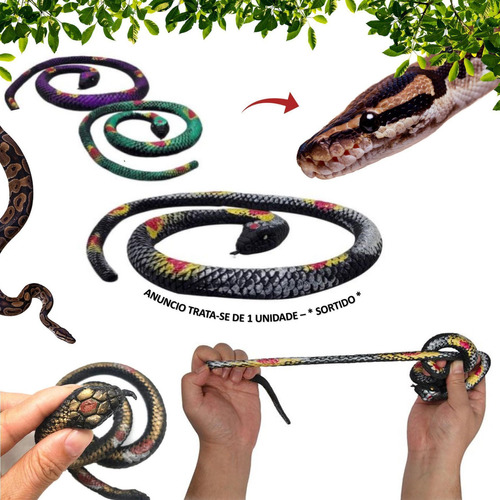 Cobra De Borracha Serpente Macia Brinquedo 39 Cm Pegadinha Cor Colorido