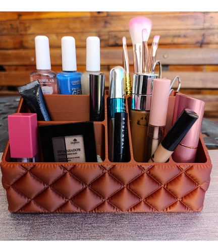Organizador De Maquillaje Make Up Escritorio Oficina 9 Comp. Blanco