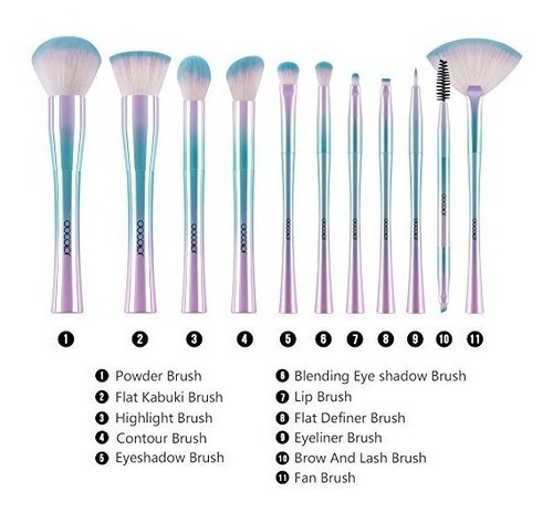 Set De 11 Brochas Y Pinceles Para Maquillaje Docolor
