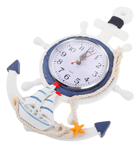 Reloj De Pared, Mxtia-001, 1 Pza, 23x33.5cm, Madera, Blanco/ Estructura Blanco Y Azul