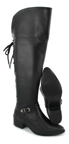 Bota Montaria Feminina Over Cano Longo Zíper Lateral