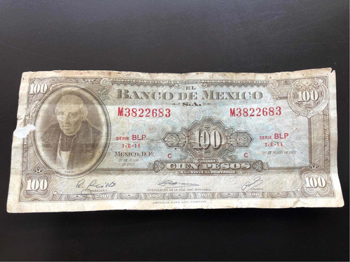 Billete De Colección, Hidalgo $100, 1972