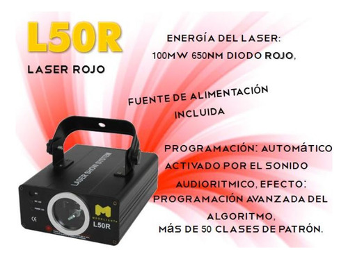 Laser Rojo 100mw Efecto Fiesta Audioritmico Dj L50r Moon