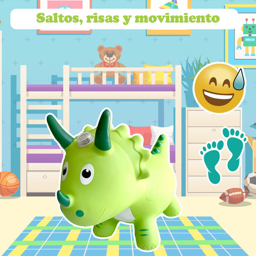 Montable Brincolin Inflable Para Niños Dinosaurio Verde