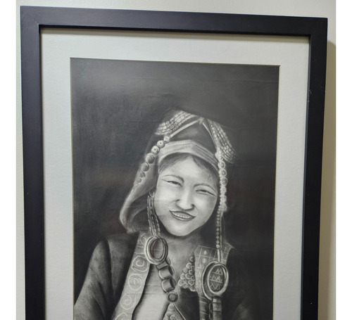 Retrato Mujer Laosiana (sudeste Asiático) Papel De Arroz