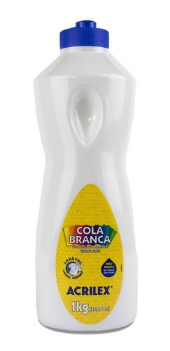 Cola Branca Líquida Papel Escolar Lavável Slime 1kg Acrilex