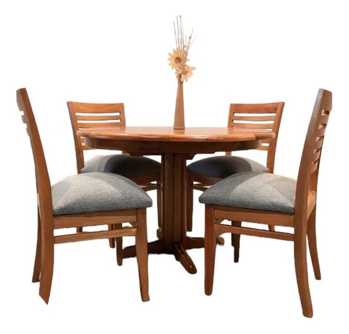 Juego De Comedor Con 4 Sillas Madera Maciza Eucaliptus