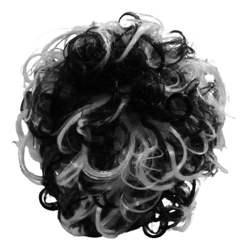 Peruca Cruella Curta - Branca Cor Preto E Branco