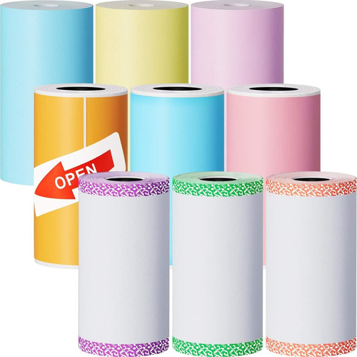 9 Rollos De Papel Para Mini Impresora Térmica A Color 