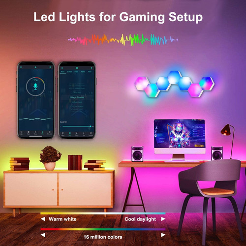 Paneles De Luz Hexágono Hicsezvy, Luces Hexágono Led Rgb Par