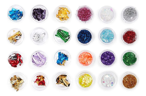 Nail Art Flakes Para Manicura De Mujer (colores Surtidos, 24