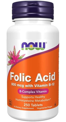 Now Foods Acido Folico 800mcg 250 Tabs Sfn
