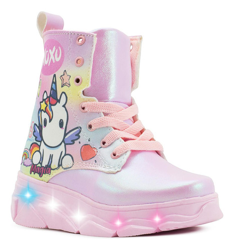 Bota Para Niña Luces Led Unicornio Xoxo Arcoiris Brillos