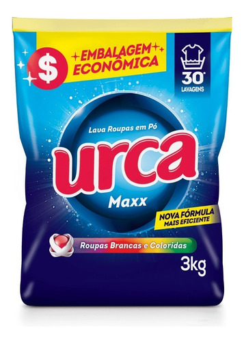 Sabão em pó Urca Maxx neutro antibacterial pacote 3 kg