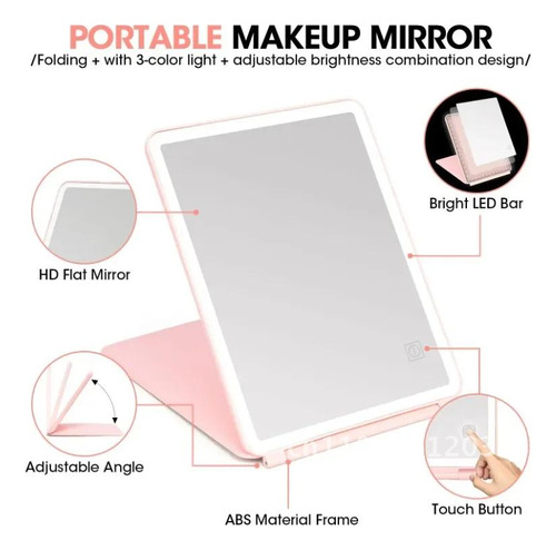 Vanity Makeup Mirror, Pantalla Táctil Portátil Con Iluminaci